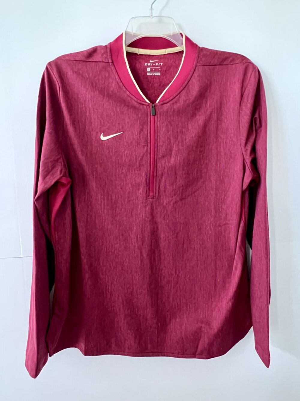 Nike Dri-Fit Quarter Zip Pullover, Garnet Red, With Gold Trim, Size Large, EC!